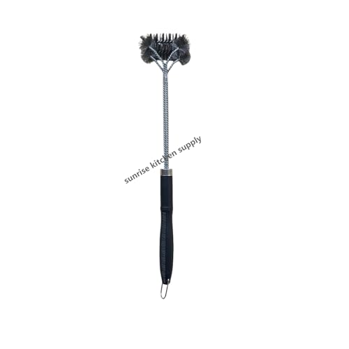 SUNRISE Fryer Brush with Long Handle (Stainless Steel with Plastic Handle, Double Brush) - color: Stainless Steel With Plastic Handle, size: Double Brush