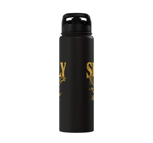 Funny Silly Goose Visual Pun Vintage Bird Lover Retro Design Stainless Steel Insulated Water Bottle - color: Black
