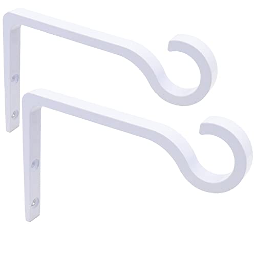 6inch Al-Alloy Hanging Plant Bracket White 2 Pack | Hanging Bird Feeder, Lantern, Flower Basket | Rust-proof | Max 22lb Load | Shepherd Hooks | Outdoor Indoor, Screws & Anchors - color: White, size: 6in Aluminum Alloy
