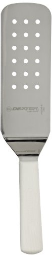 Dexter Russell PS286-8 Sani-Safe 16373 Perforated Turner, 8" x 3" Stainless Steel Offset Blade, Textured Polypropylene White Handle, Professional Grill Spatula for Flat Top Cooking, NSF, Made in USA