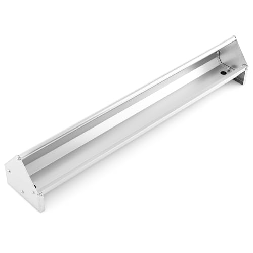 GIANTEX Chicken Feeding Trough 45" Long - Heavy Duty Galvanized Steel Chicken Feeder with Crossbar, Drainage Holes, Large Capacity Poultry Feeder Trough for Duck Geese Turkey Pigeon, Easy to Clean