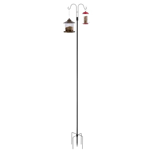VEVOR Double Shepherds Hooks for Outdoor, 8 Pack 92 Inch Heavy Duty Bird Feeder Pole, 3/4 Inch Thick Garden Hooks for Hanging Hummingbird Feeder, Plant Baskets, Solar Light Lanterns,Wind Chimes
