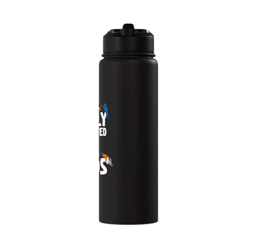 Easily Distracted By Birds Funny Bird Watcher & Birdwatching Stainless Steel Insulated Water Bottle - color: Black