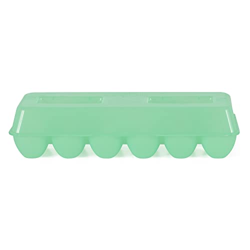 Tuff Stuff TS-ETS12 Reusable Carrier Washable Storage Container Empty Plastic Chicken Egg Carton Tray with Lid, 12 Eggs, Green