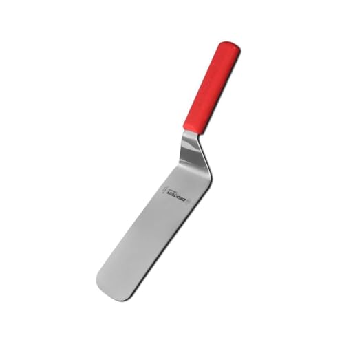 Dexter-Russell 19693R Sani-Safe Cake Turner, 8" x 3" Solid Offset Blade, Dexsteel Blade, Beveled Edge, Red Textured Polypropylene Handle, NSF, Made in USA