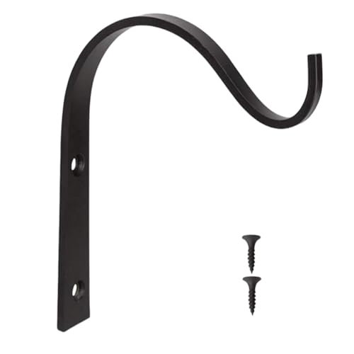 4PCS Height 4 Inch Black Iron Wall Hooks with Screws Plant Hanger Fence Metal Bracket for Hanging Bird Feeders Wind Chimes Decorations Lamp