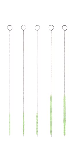 10" Extra Long Tube Brush Set - Small 5 Pack - Green | Flexible nylon straw brushes for bottles, cleaning straws, pipe cleaners, glass, keyboard, detailing and deep cleaning - color: Green, size: Small 5 Pack (2mm 3mm 4mm 5mm 6mm)