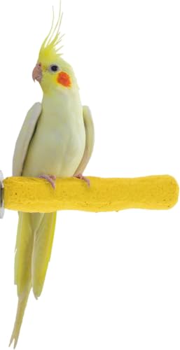 Sweet Feet and Beak Comfort Grip Safety Bird Perch, X-Small Pedicure Perch | Made from Bird-Safe Concrete Blend, Promotes Feet, Nails and Muscle Stimulation, 4.5" Perch, Available in 5 Sizes, Yellow - color: Yellow, size: X-Small 4.5"