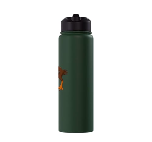 Cute Cartoon Prehistoric Animals Terror Bird For Kids Funny Stainless Steel Insulated Water Bottle - color: Dark Green