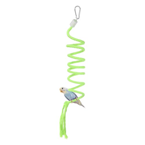 Bird Rope Perch Swing, Spiral Rope Perch Standing Pole Accessory Climbing Swing Paw Grinding 59 Inch, (Green) Intended for Parrot/Parakeet/Budgies/Cockatiels/Lovebirds - color: Green, size: 59 Inch