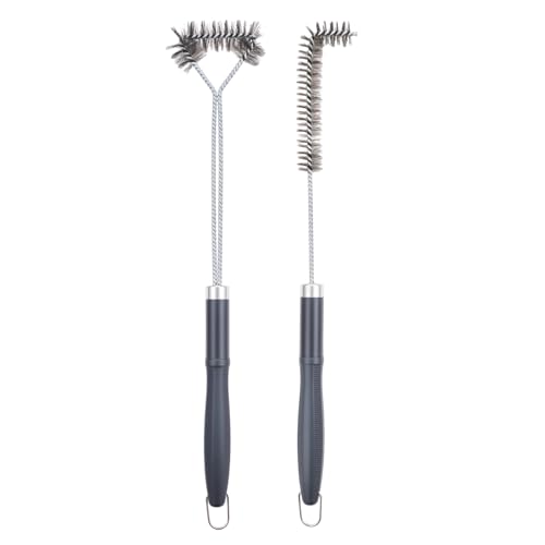 SUNRISE Fryer Brush with Long Handle (Stainless Steel with Plastic Handle, L and Single Brush) - color: Stainless Steel With Plastic Handle, size: L and Single Brush