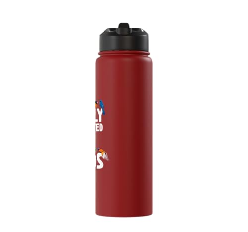 Easily Distracted By Birds Funny Bird Watcher & Birdwatching Stainless Steel Insulated Water Bottle - color: Red