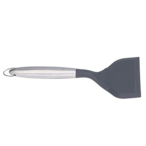 Wide Mouth Frying Spatula, Professional Stainless Steel Silicone Kitchen Cooking Spatula with Hook Design for Non Stick Pans and Easy Storage - color: Gray(304#)