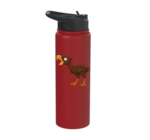 Cute Cartoon Prehistoric Animals Terror Bird For Kids Funny Stainless Steel Insulated Water Bottle - color: Red