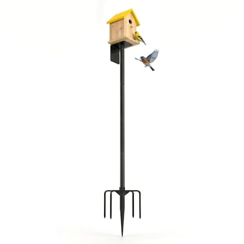 Bird Feeder Pole, Heavy Duty Metal Stand, 5-Prong Base for Extra Stability, Adjustable Height, Rustproof Outdoor Garden Pole, Tool-Free Assembly, 80 Inch - size: 80 INCH