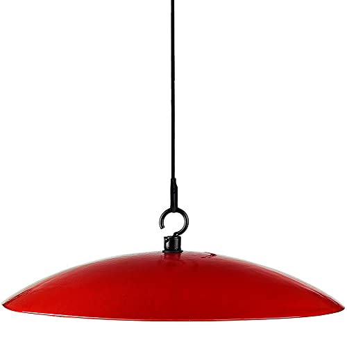 Yellow Recycled Glass Bird Feeder Dome, Hanging Weather Shield with Dual Hooks, Durable Outdoor Protection for Backyard Feeders, Red - color: Ruby Red