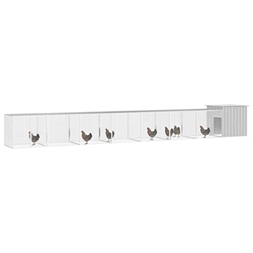 Industrial Style Chicken House with Easy Assembly, Large Galvanized Steel Poultry Coop for Multiple Chickens, Outdoor Chicken Cage Grey