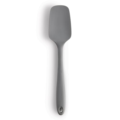 Mrs. Anderson’s Baking Silicone Spoon-Shaped Spatula, Flexible And Nonstick, One-Piece Design, Gray, For Mixing, Folding, Scraping, Baking, And Cooking - color: Gray, size: 11-Inch, Spoon-Shaped