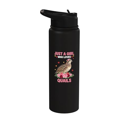 Bird, For The Girl Who Adores Quails Stainless Steel Insulated Water Bottle - color: Black