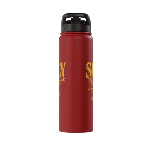 Funny Silly Goose Visual Pun Vintage Bird Lover Retro Design Stainless Steel Insulated Water Bottle - color: Red