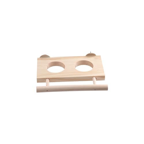 Bird Feeding Dish Cups, Wooden Perch Stand Hanging Feeder Bowls Bird Food Cups with Clamp Holder for Parakeets Conures Cockatiels Budgie(S) - size: S