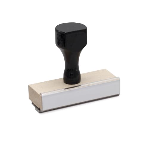 Infusion Custom Text Traditional Wood Stamp with Plastic Handle, 1" x 3" - size: 1" x 3"