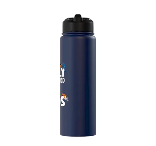 Easily Distracted By Birds Funny Bird Watcher & Birdwatching Stainless Steel Insulated Water Bottle - color: Navy Blue