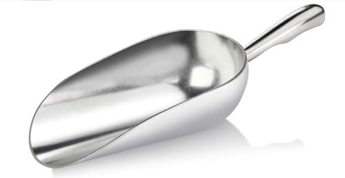 HORNO 12oz Silver Cast Aluminum Shovel Scoops-1pcs | Ideal for Ice Cube, Coffee Bean, Food, Candy, Flour, Dry Goods ,Spice.