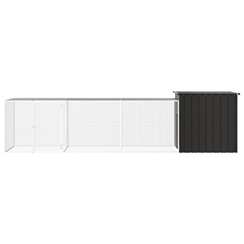 Chicken Cage Anthracite 35.8x157.5x39.4 in Galvanized Steel Large Poultry Coop with Expandable Run Secure Lock Ventilated Outdoor Hen House for Backyard Farm - color: Anthracite-A