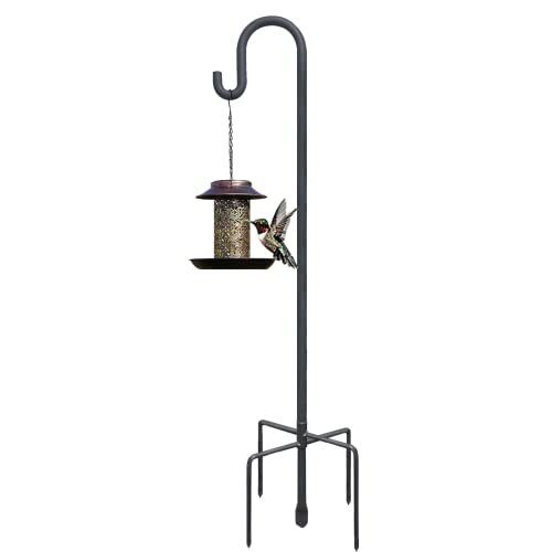 Highpro Shepherds Hooks for Outdoor 47 Inch Bird Feeder Pole Squirrel Proof Hummingbird Feeder Stand Heavy Duty with 5 Prong Base for Hanging Bird Feeder, Plant Baskets, Solar Light Lanterns - size: 1pack-47inch