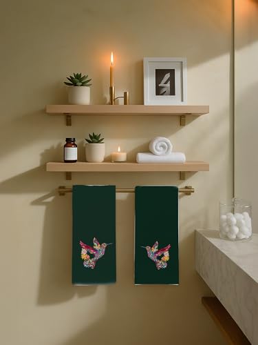 Hummingbird Hand Towels for Guest Bathroom Set of 2, Floral Bird Decorative Kitchen Dish Tea Towel, Hummingbird Gifts for Women Unique, Housewarming Gift Idea New Home(Hunter Green) 399 - color: Hummingbird003