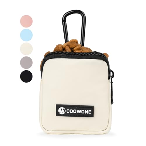 Waterproof Dog Treat Pouch, Dog Training Treat Pouch Built in Poop Bag Dispenser Adjustable Shoulder Bag (BLK) (Beige Small Pouch) - color: Beige