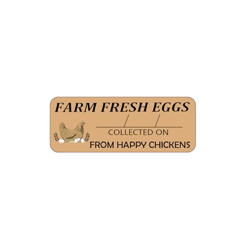 Farm Eggs Laid On Stickers,1 x 2.6 Inch Farm Eggs Collected Date Stickers for Egg Handling Instructions (360 pcs)