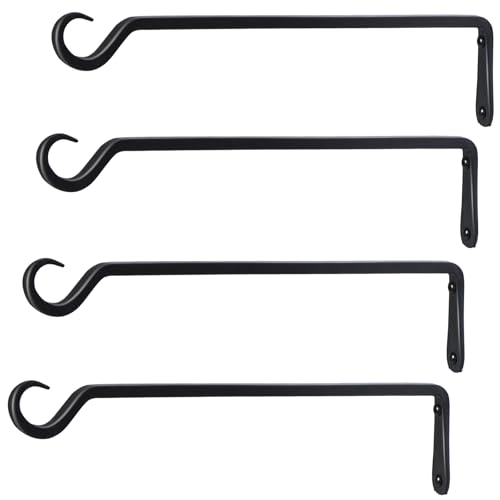 16 inch Plant Hanger, Sturdy Hanging Plant Bracket Outdoor, Hanging Plant Wall Hook Heavy Duty, for Hanging Bird Feeders, Planters, Lanterns, Wind Chimes, Indoor/Outdoor Use, Black, Set of 4 - color: Black, size: 16in-4-Black
