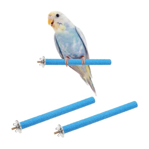 Bird Perch Stand, Colorful Paw Grinding Stick, Wood Rough-surfaced Perch Parrot Stand 20 x 1.8 Cm, (Blue, 2 Pcs), Intended for Home/Animal Parks/Pet Stores - color: Blue, size: 20 x 1.8 cm / 7.87 x 0.71 inch