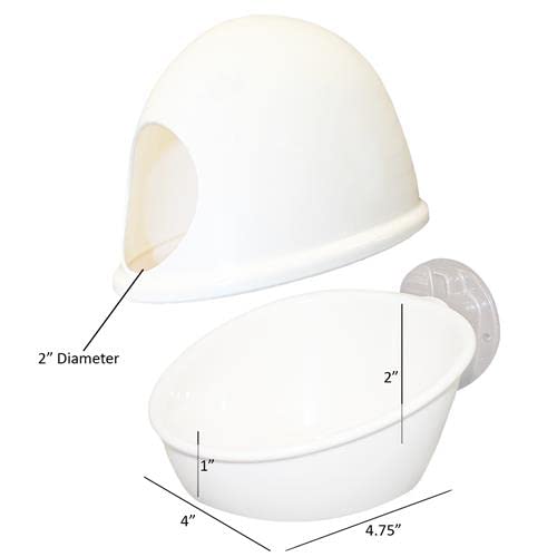 Press 'N' Slide Feed Station - Durable Mounted Food Bowl Dish - Sugar Gliders, Squirrels, Prairie Dogs, Degus, Marmosets, Parrots, Birds, Rats, Hamsters, Gerbils & Other Small Pets… (with Dome) - size: With Dome