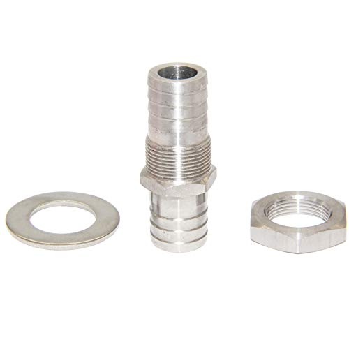 Beduan 1/2" Hose Barb Thru-Bulk Bulkhead Straight Hex Union Stainless Steel Fitting - size: 1/2" Hose Barb, style: Pack of 1
