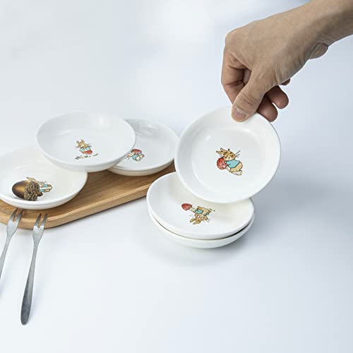 Cute Cartoon Animals Pattern Ceramic Sauce Dishes, Seasoning Dishes, Sushi Soy Dipping Bowls, Appetizer Plates, Dessert Plates, Little Cat Bird Feeding Bowls, Set of 6-Rabbits-3.5 Inch - color: Rabbits, size: 3.5 Inch