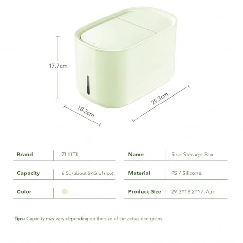 Zuutii Dog Food Storage Container with Lid, 6.9Qt Pet Food Storage Bin for Dry Dog & Cat Food, Moisture-Proof Kibble Container, Holds Up to 7.2 lbs(Creamy Green) - color: Creamy Green
