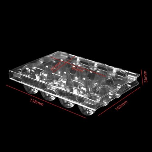 Honkenda Clear Plastic Quail Egg Cartons, 12 Tray Small Eggs Carton Holders Container, PVC Stackable Egg Storage Box with Hinge Lid, 12 Grids Egg Protection Box for Pheasant Pigeon (50 Pack)