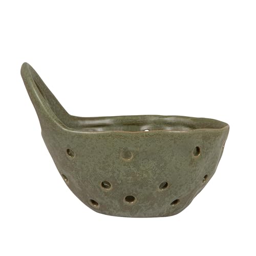 Creative Co-Op Set of 2 Green Reactive Glaze Stoneware Colanders - color: Green, size: Large/Small