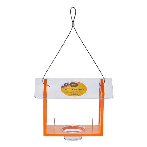 Birds Choice Oriole Bird Feeder | Hanging Bird Feeder for Jelly & Orange Halves | Includes Cup & Fruit Pegs | Recycled Plastic | Sturdy for Garden, Backyard, & Outdoor | 3/4 Cup Capacity, Orange | Includes Jelly Cup and Fruit Pegs, Recycled Plastic, Sturd
