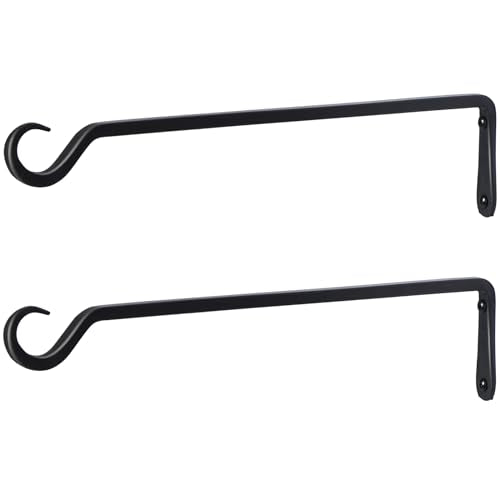 16 inch Plant Hanger, Sturdy Hanging Plant Bracket Outdoor, Hanging Plant Wall Hook Heavy Duty, for Hanging Bird Feeders, Planters, Lanterns, Wind Chimes, Indoor/Outdoor Use, Black, Set of 2 - color: Black, size: 16in-2-Black