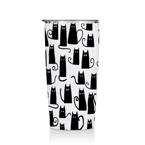 Jztco Cat 20 oz Tumbler, Cute Cat Stainless Steel Insulated Water Bottle | Cat Themed Insulated Travel Coffee Mugs, Cat Lover Gifts for Women Girls Mom Christmas Birthday Gifts - color: Multi 1353