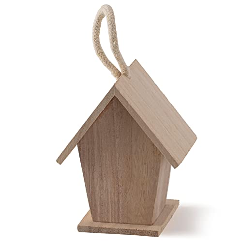 Make Market 4.3" Traditional Birdhouse - Unfinished Hanging Birdhouse Made of 100% Wood, Outdoor Nesting Boxes - Bulk 12 Pack