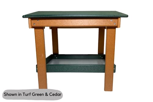 DutchCrafters Recycled Plastic Poly Large Covered Ground Fly Through Raised Platform Bird Feeder with Mesh Seed Tray - USA Amish Made (Turf Green) - color: Turf Green