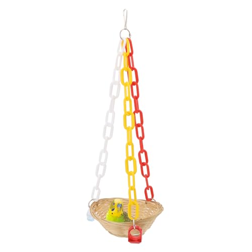 Hypeety Woven Basket Bird Parrot Hanging Swing Toy Cages Toys Parrot Natural Conure Cockatiel Parakeet - color: Woven Basket