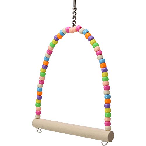 1324 Swing Bird Toy Parrot cage Toys Cages Parakeet Cockatiel Finch Lovebird Budgie - color: Bead Swing