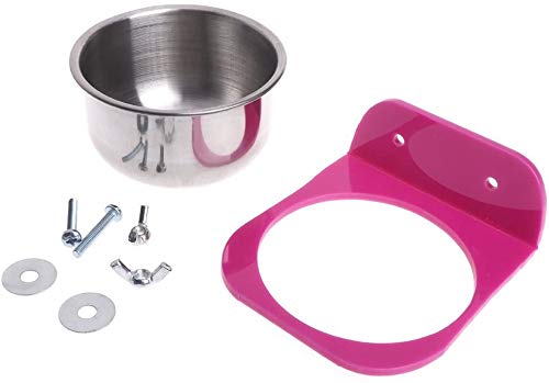 Bird Cage Feeder Cup Stainless Steel Food Water Feeding Bowl Cup with Plastic Holder Cage Accessories for Small Parakeet Budgie Cockatiel Lovebird Conure Pet Supplies (L)