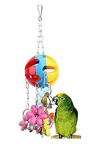 Bird String Ball Toy Parrot Pet Cage Toy Chew Bite with Hanging Swing Bell for Small Parakeet African Grey Cockatiel Cockatoo Finch Canary Cage Accessories … - color: C - Ball Toy
